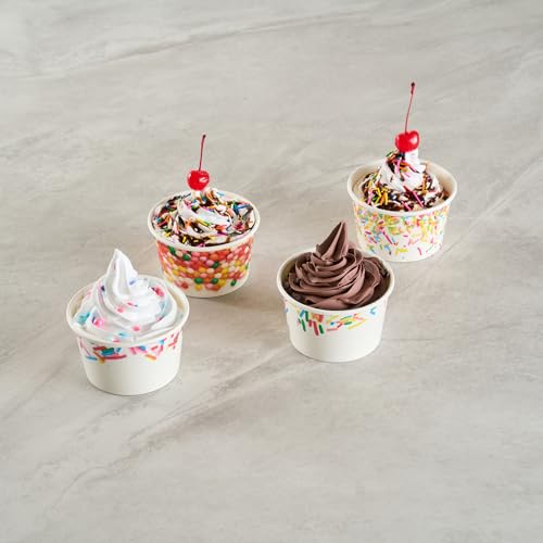 Image of Restaurantware Ice Cream Cups 50 Pack of 8 oz Leak-Resistant Disposable Dessert Bowl Frozen Yogurt Cup Round Paper Container For Cold And Hot Desserts