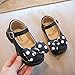 Fashion Autumn Girls Casual Shoes Thick Bottom Flat Round Toe Polka Dot Bow Hook Loop Solid Color Dress Baby Shoes Girl (Black, 4.5-5 Years Toddler)