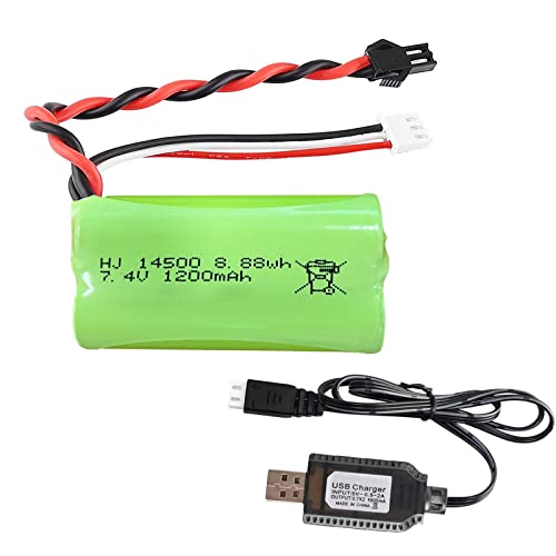 BTEDZSW Gel Blaster Battery Pack Include Upgraded 7.4V Li-ion Battery 1200mAh SM-2P Plug for Airsoft Gun Water Ball Gun
