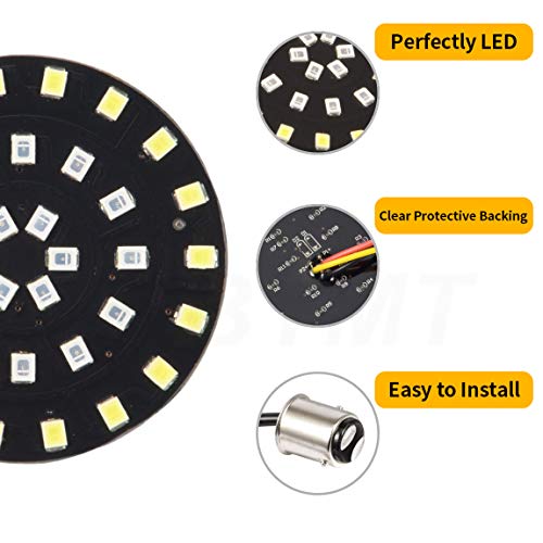 PBYMT Bullet Style 1157 Front 1156 Rear LED Turn Signal Lights Kit SMD Bulb Smoke Lens Covers Compatible for Harley Davidson Dyna Softail Touring Street Glide Road King Electra Glide 1986-2020 - Thumbnail 4