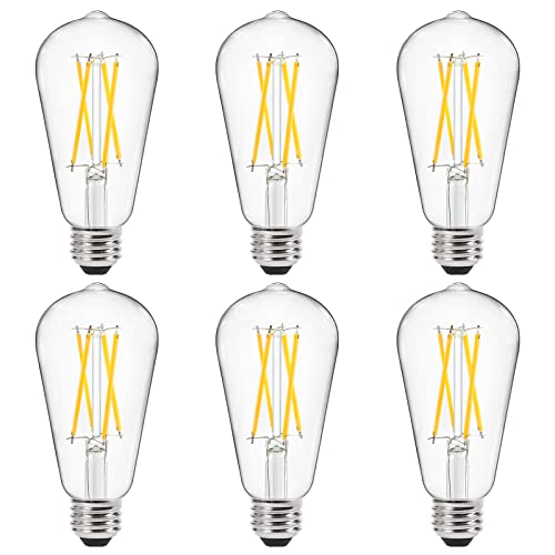 Ascher Dimmable Vintage LED Edison Bulbs 60 Watt Equivalent, Eye Protection Led Bulb with 95+ CRI, Daylight White 4000K, ST58 Antique LED Filament Bulbs, E26 Medium Base, Pack of 6 Ascher Dimmable Vintage LED Edison Bulbs 60 Watt Equivalent, Eye Protection Led Bulb with 95+ CRI, Daylight White 4000K, ST58 Antique LED Filament Bulbs, E26 Medium Base, Pack of 6