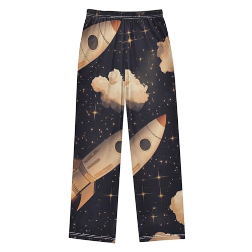 ZZXXB Galaxy Rocket Cloud Boys Long Pants Soft Trousers Elastic Waist Kids Lounge Bottoms with Pockets S-XL2