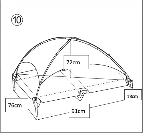 Deuline Hundeliege mit Dach erhöhtes Hundebett Garten Outdoor Haustierliege L-91x76x18/90cm GRAU 520082