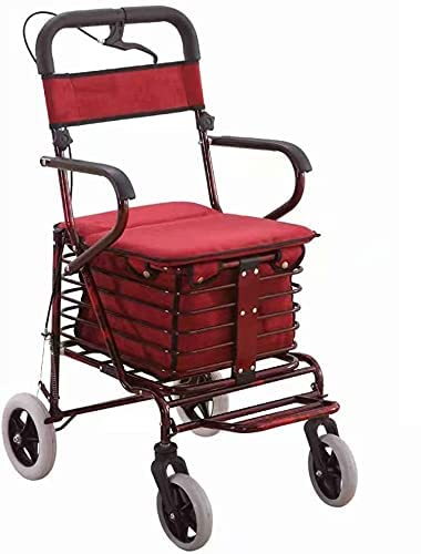 高齢者用歩行器 ショッピングトロリー 高齢者用歩行器 車椅子 歩行器 - 輸送用歩行器椅子 - シート付き折りたたみ式 - 大人、高齢者、高齢者、障害者用の移動補助具 ライト Thoughtful