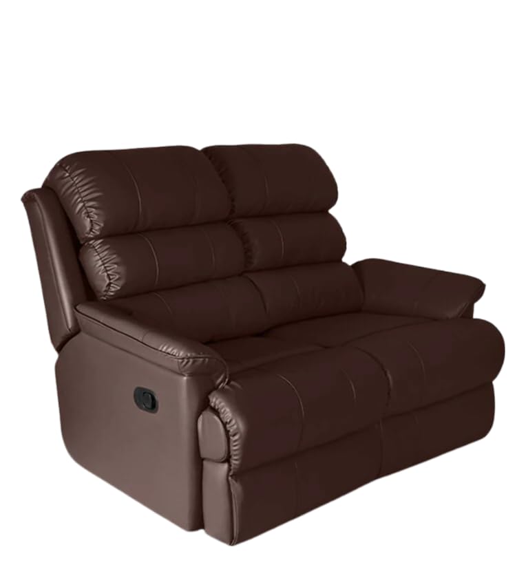 Image of Recliner Sofa 2 Seater - Manual Leatherette Design with Plush Support, Includes 5-Year Warranty for Optimal Comfort and Longevity