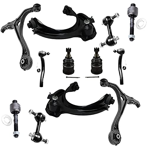 Detroit Axle – 12pc Front Kit – (4) Front Upper and Lower Suspension Control Arms & Ball Joints, (2) Lower Ball Joints, (2) Front Stabilizer Bar Links; For Acura TSX; Accord 2.4L ONLY