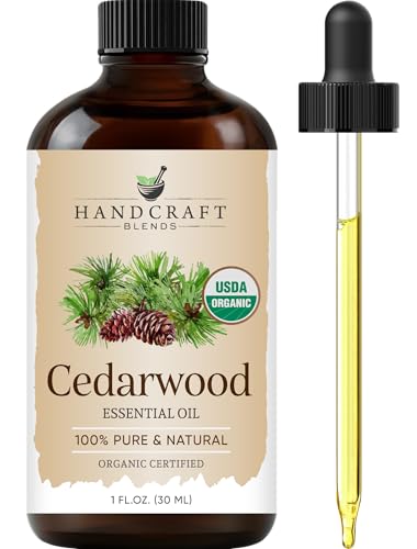 Handcraft Blends Organic Cedarwood Essential Oil 1 Fl Oz 100% Pure and Natural Premium Grade Essential Oil for Diffuser and Aromatherapy