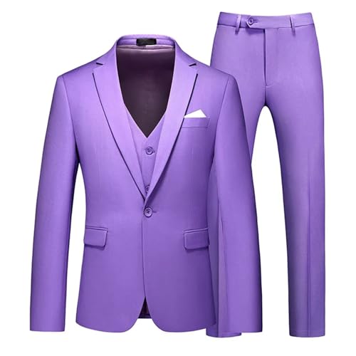 Men 3 Piece Business Wedding Party Fashion Slim Single Breasted Jacket Vest Pants2