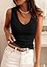 PRETTYGARDEN Tank Tops for Women V Neck Summer 2026 Casual Sleeveless Shirts Ribbed Knit Basic Tees Slim Fitted Camisole Vest(Black,Medium)