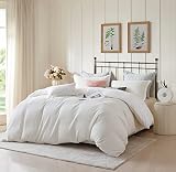 Ventidora Queen Duvet Cover Set 100% Cotton Waffle Weave 3 Piece Bedding Set, Breathable and Skin-Fr