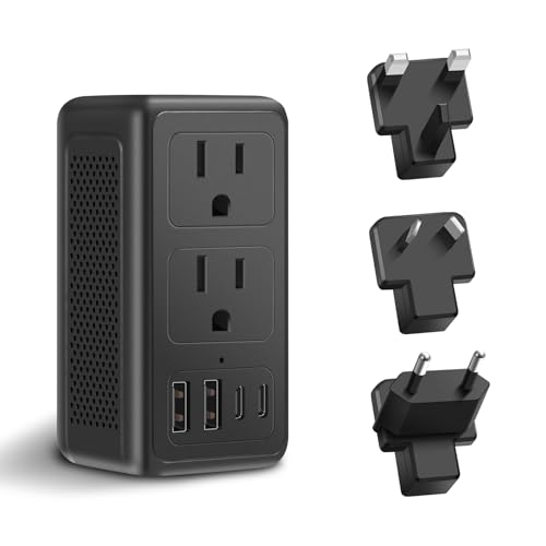 Upgraded 2000W 220V to 110V Voltage Converter US to Europe Travel Adapter for Hair Dryers with Fast Charging International Travel Adapter with 2 USB A and 2 USB C Power Converter Adapter (2U2C)