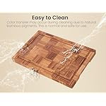 Bamboo Cutting Boards for Kitchen,Chopping Boards Set with Juice Groove,End Grain Bamboo Butcher Block,Serving Board with Holder(3 Pcs) - Image 4
