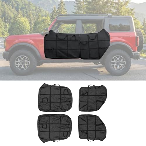 Maxzina 4PC Door Bags Compatible with 2021-2025 2026 Ford Bronco Front and Rear Door Bags Hard Door Portable Storage with Carry Handle for Ford Bronco Accessories 4 Door (Front and Rear 4pcs)