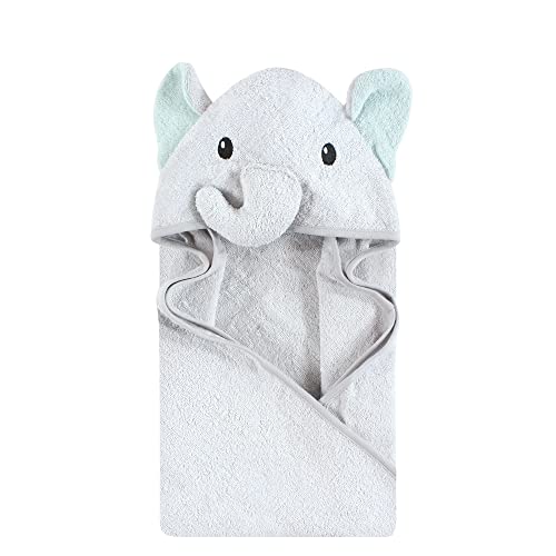 Image of Hudson Baby Unisex Baby Cotton Poly Animal Face Hooded Towel, Dreamy Elephant, One Size