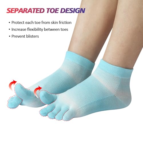 Image of Meaiguo Womens Toe Socks Cotton Five Finger Ankle Socks with Toes Separated for Running Athletic 4 Pairs