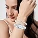 NEWITIN 2 Pieces Women Diamond Watch Bracelet Set Luxury Fashion Jewelry Cubic Zirconia Wristwatch Bracelet Silver Watch Jewelry Set for Women