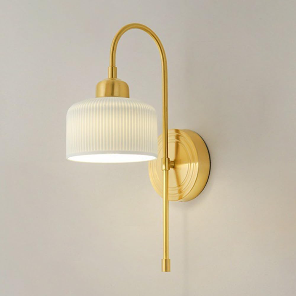 HXYSXHJUO Wall Lamps for Bedroom,Modern Sconce White Ceramic Mount Light Brass Hardwired Sconces Lighting, Nordic Lights Bedside Living Room Headboard