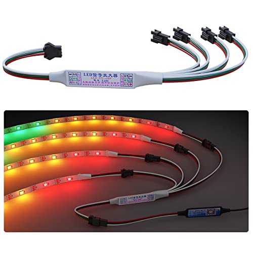LOAMLIN 1 to 4 RGB IC TTL Amplifier for WS2812B WS2811 SK6812 WS2814 etc 3 pin Addressable LED Strip,LED String,Fairy String,LED Matrix,LED Module etc