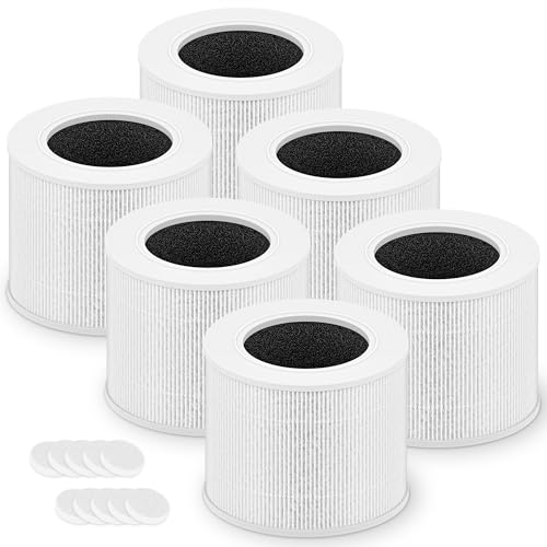 Core Mini Replacement Filter for LEVOIT Core Mini and Core Mini-P Air Purifier, 3-in-1 H13 Grade True HEPA and High-Efficiency Activated Carbon, Core Mini-RF, 6 Filter & 10 Fragrance Sponge