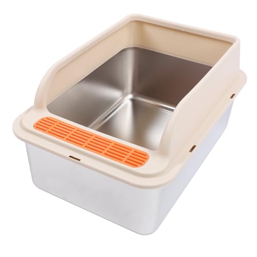 Caixa de Areia de Gato de Aço Inoxidável Fechado, Caixa de Areia de Ninhada de Alta Lidra de Alta Ca