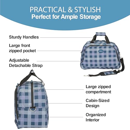 David Viggers - Highbury Lightweight Holdall Bag - Cabin Bag with Detachable Strap - Comes with 5 Year Warranty - Travel Essentials - Zipped Compartments - 45cm W X 30cm H X 20cm D - Image 2