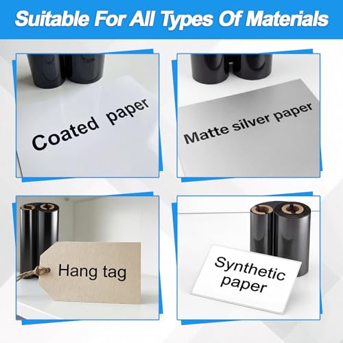 Image of 8 Rolls 4.33 inch x 244' Thermal Transfer Ribbon, Enhanced Wax-Resin, 1 /2 inch Core Ink Out, Desktop Thermal Label Printer Ribbon Compatible with Zebra Datamax Eltron Tlp2442 Tlp2844 Gc420t Gk420t Gx420t