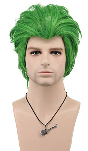 Perruque courte et raide verte Joker fibre synthétique lisse unisexe