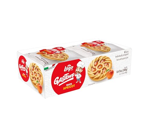 Image of Gastone Lago Crostatine Apricot Tarts, 1.41 oz (6 Count) - Italian Shortcrust Pastry with Sweet Apricot Filling, Individually Wrapped Snack Cakes
