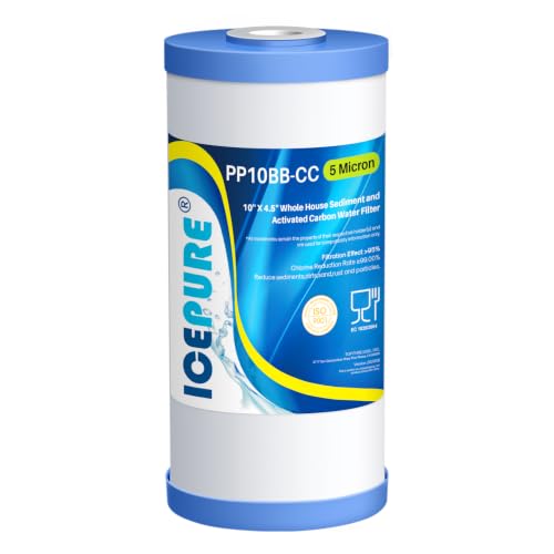 Image of ICEPURE 5 Micron 10 inch x 4.5 inch Whole House Water Filter Compatible with GE FXHTC, GXWH40L, RFC-BBSA, W50PEHD, GXWH35F, GNWH38S, Dupont WFHD13001, R50-BB, Pack of 1