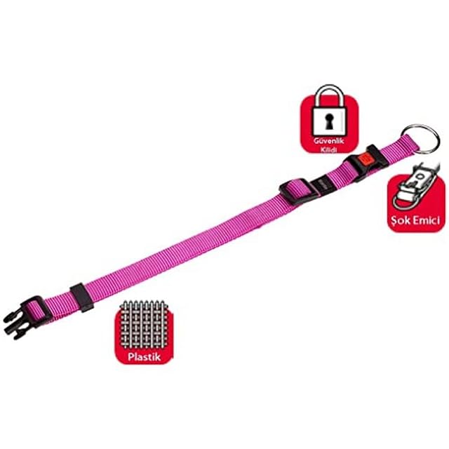 Karlie 63881 Plus Collar de Nylon, 15 x 30-45 cm, Rosa, Ajustable, S