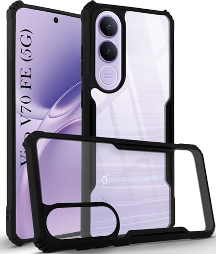 Image of Jkobi Hybrid Back Cover Case for Vivo V70 FE 5G (Shockproof with Polycarbonate Clear Panel | Professional Black)