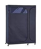 Organize It All Non-Woven Portable Wardrobe Closet | Hanging Storage | 3 Shelves | Covered Zipper Doors | Clear Window | Blue| Home Organization | Closet Organization Navy