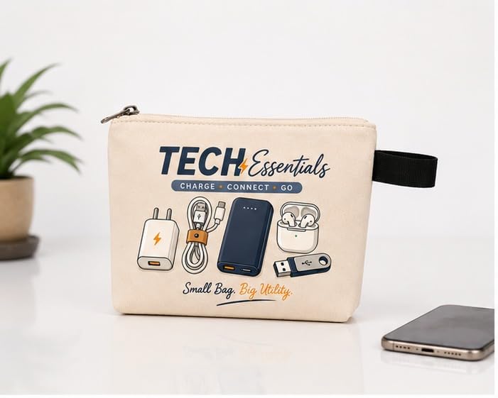 Image of DRUDRAYA Canvas Tech Organizer Pouch | Cable Case for Travel, Pack of 3