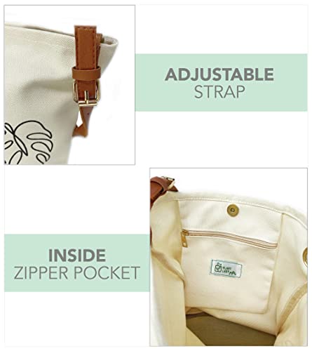 Monstera Canvas Crossbody Tote Bag & Zipper Pouch, Shoulder Tote Bag, Plant Lover Gifts For Women4