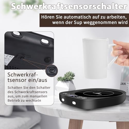 Kaffeewärmer,Aufgerüstet Tassenwärmer,Elektrischer Getränkewärmer,Kaffeetassenwärmer mit 9 Temperatureinstellungen, Automatischer Ein/Aus kerzenwärmer mit Schwerkrafterkennung,Geplantes Herunterfahren