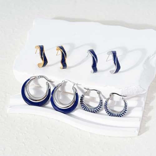 Two Tone Enamel Hoop Earrings for Women C-Shaped Earrings Colorful Enamel Jewelry Mother's Day Gift for Mother Grandmother4