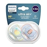 Philips Avent Ultra Air Schnuller 2 Stück - Bisphenol A Schnuller für 0-6 Monate Kinder (Modell SCF085/12)