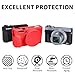 G7X Mark III Case, Soft Silicone Protective Case Cover for Canon Powershot G7X Mark III Digital Camera, Durable Camera Body Skin Protector with Removable Lens Cover - Red