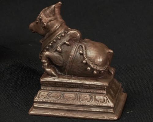 Image of Copper God Idols Nandhi,2.1 inches, 150 Grams, Patina Antique Finish, Pack of 1 Piece