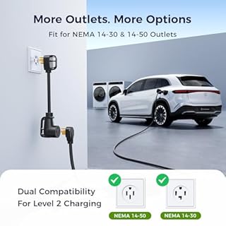 Grasside Carbon Fiber Level 2 EV Charger, 24A Adjustable Current/Timer/Smart Display, NEMA 14-30 Dryer Outlet & 14-50 Plug, 21FT EV Charging Cable, J1772 Connector for SEA J1772 EVs/PHEVs