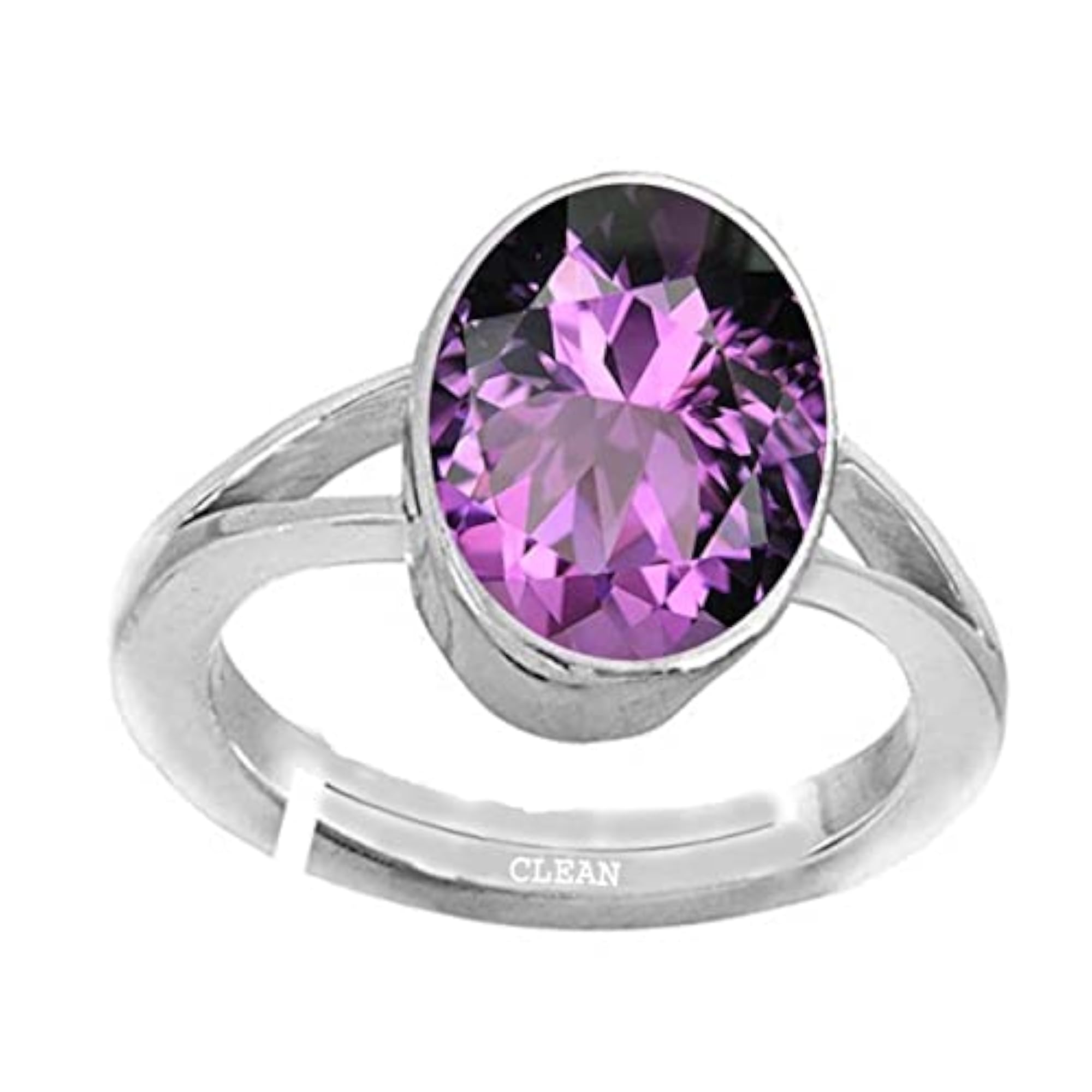 Women's Amethyst Adjustable Ring, Certified Natural Gemstone