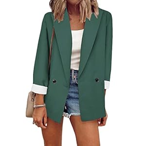 OMZIN Damen Blazer Anzug Offene Front Strickjacke Jacke Casual Büro Eleganter Blazer