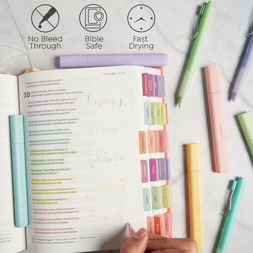 Image of BLIEVE - Aesthetic Highlighters and Gel Pens With Soft Ink and Chisel Tip, Bible Highlighters and Pens No Bleed, Dry Fast Easy to Hold, for Bible Journaling Planner School Supplies (CANDY)
