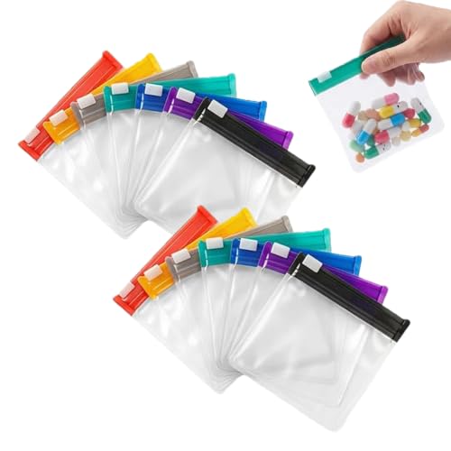 Image of Waterproof Pill Pouch Set, Self Sealing Medicine Bags, 7-14 Days Travel Pill Organizer, Water-Resistant Pill Pouch Set for Medicine Vitamins Small Items Daily Use (14 Pcs)
