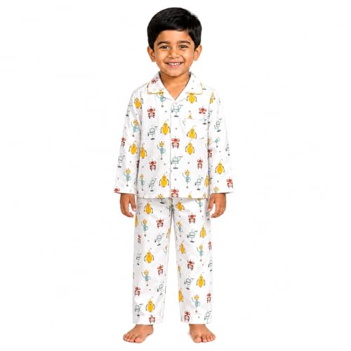 Image of The Mom Store Kids Cotton Night Suit for Boys and Girls | Soft Breathable Night Dress for Kids Boys and Girls | Printed Nightsuit Pajama Set | Comfortable All-Season Sleepwear for Daily Use