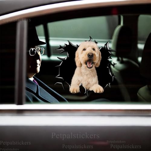 Image of Cute Dog Stickers for Car Window Decals Waterproof Funny Sticker (Goldendoodle Car Sticker)