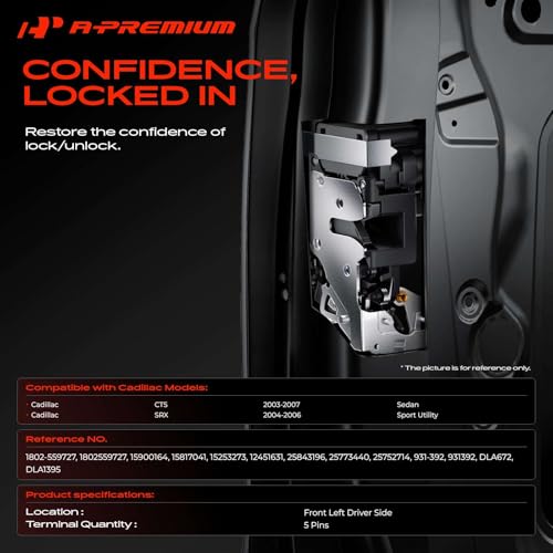 Image of A-Premium Front Left Driver Side Door Lock Actuator Compatible with Cadillac CTS 2003-2007, SRX 2004-2006