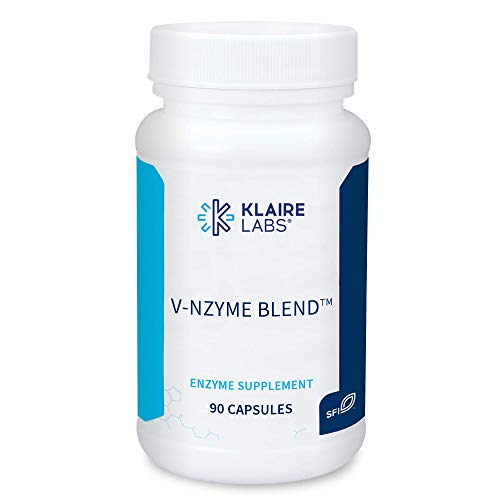 Klaire Labs V-Nzyme Blend - Vegetarian Digestive Enzymes to Support Carbohydrate, Vegetable & Legume Digestion - Non-Dairy and Gluten Free (90 Capsules)