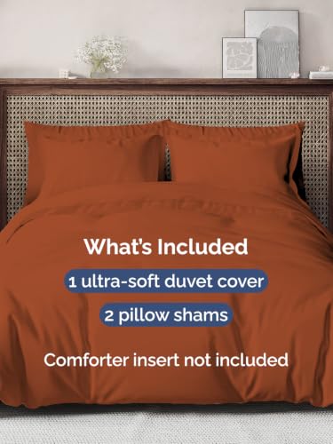 Image of Duvet Cover Super Queen Size - 3 Piece with Zipper Closure - Terracotta
