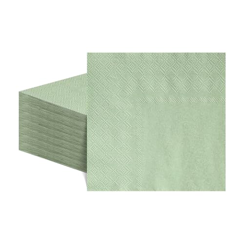 60 Stück Servietten Salbeigrün 25 cm(entfaltet) 2-Lagige Servietten grün